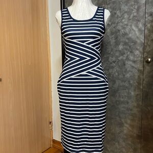 Navy and White Striped Sleeveless Dress